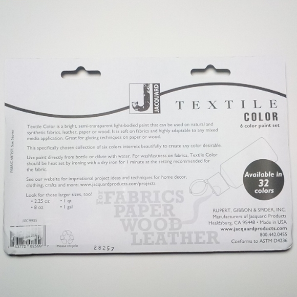 8 Jacquard Textile Color 6 Color Paint Set JAQ9905 Discontinued *Drying out* - Picture 5 of 8